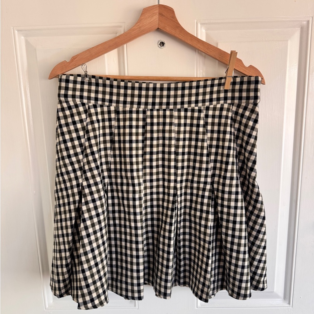 Anthropologie Black and White Gingham A-Line Skirt